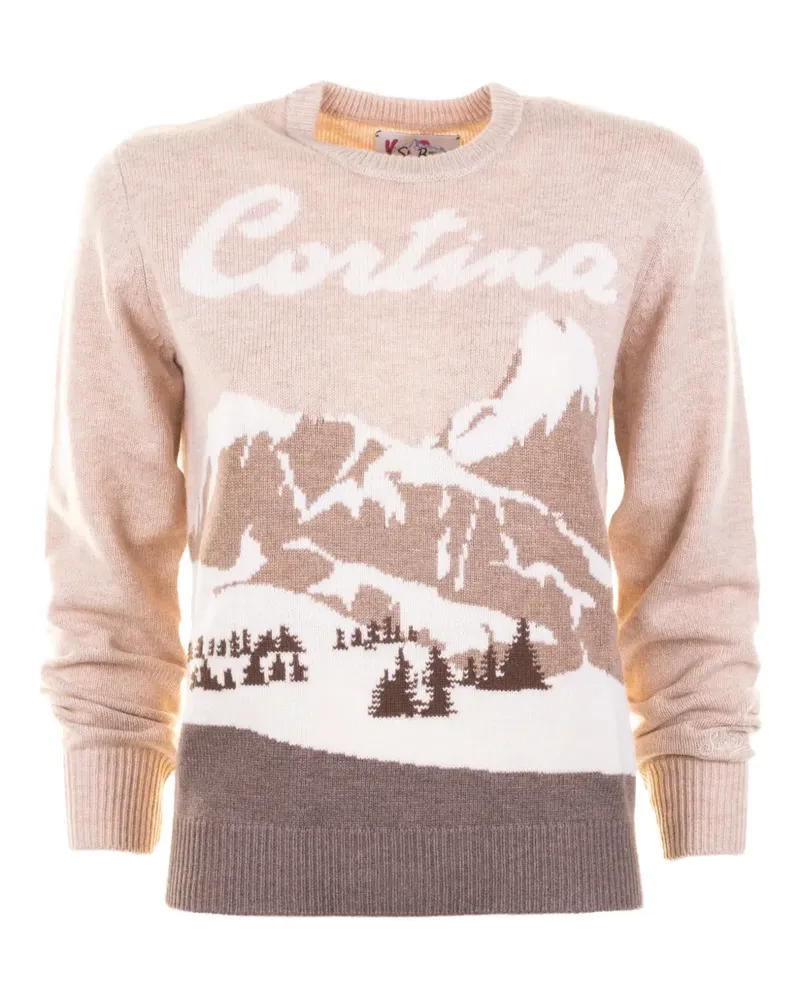 MC2 Saint Barth mountain intarsia crew neck sweater - Nude Nude