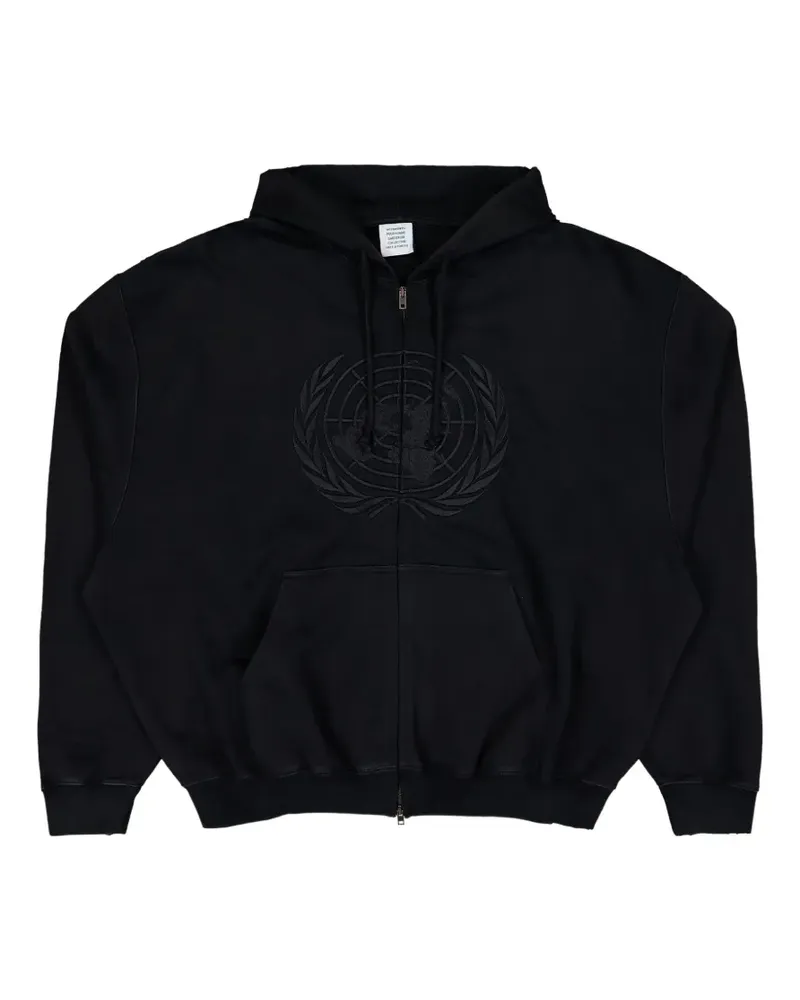 VETEMENTS Kapuzenjacke mit Stickerei - Schwarz Schwarz