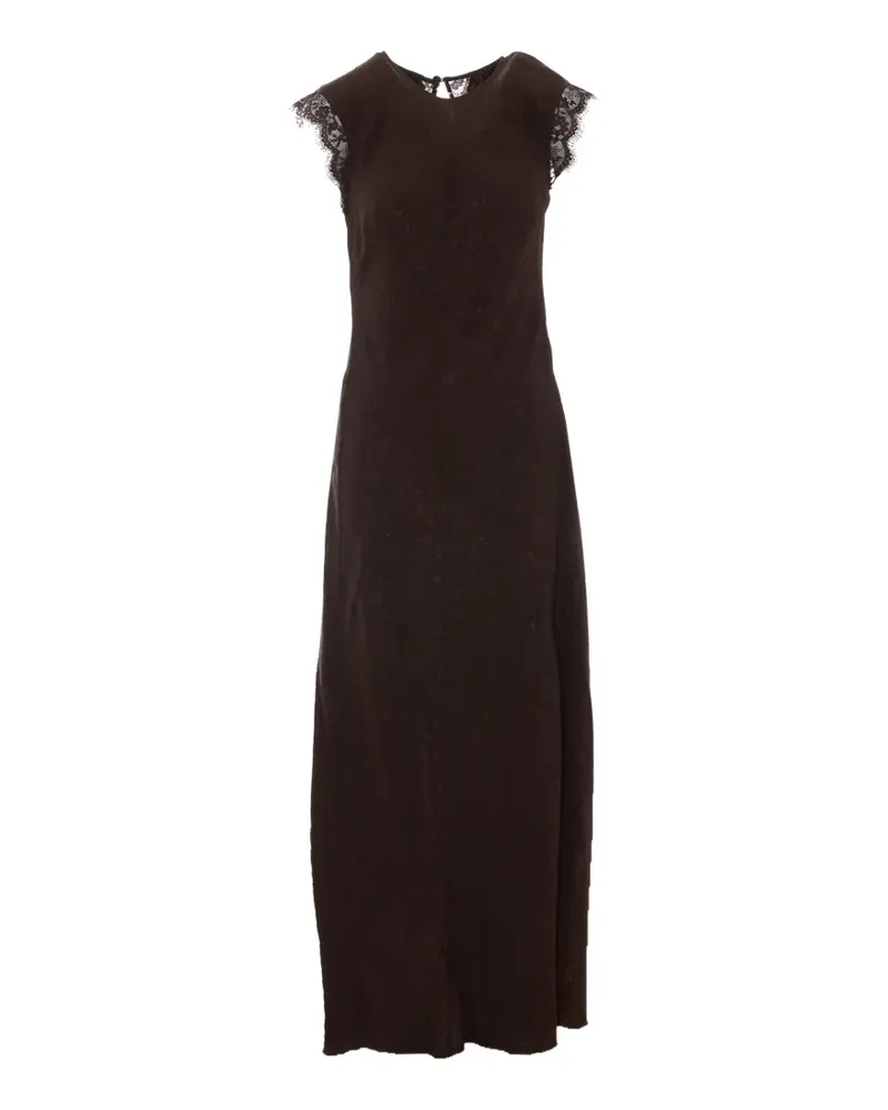 Pinko Jacquard-Maxikleid mit Spitzenbesatz - Braun Braun