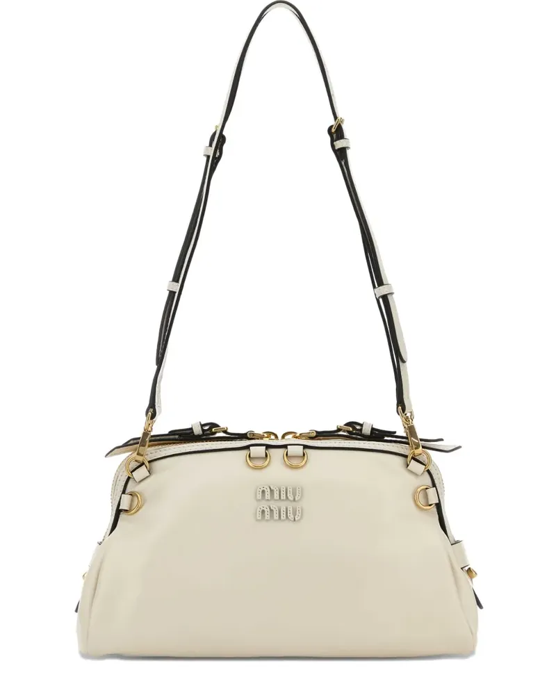 Miu Miu Umhängetasche mit Logo-Schild - Weiß Weiß