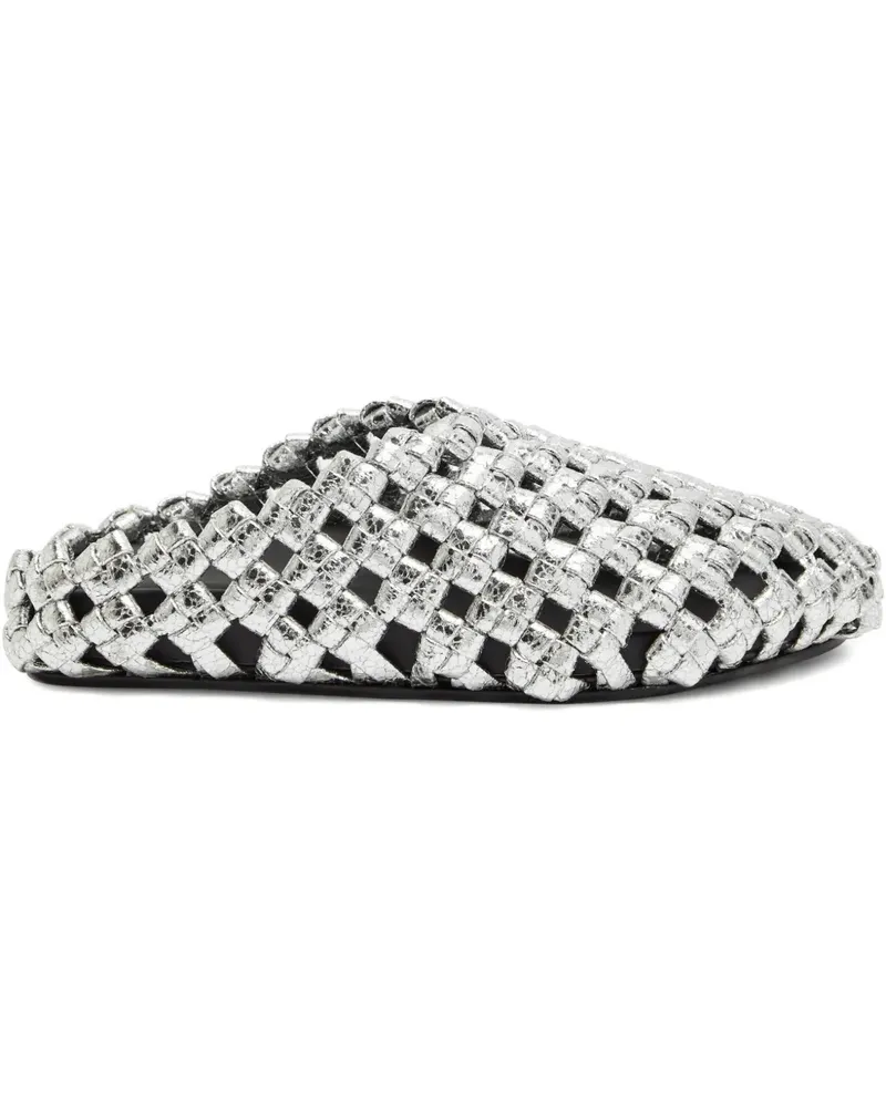 A.W.A.K.E. weaved clog mules - Silber Silber