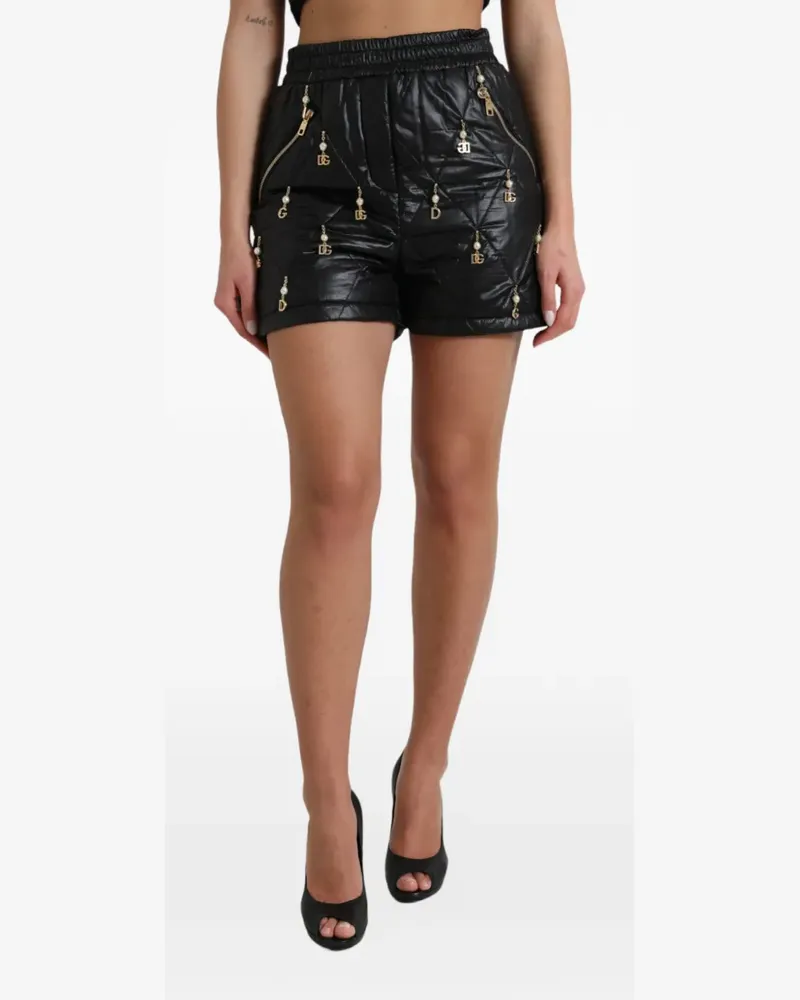 Dolce & Gabbana Gesteppte Shorts mit Logo-Anhänger - Schwarz Schwarz