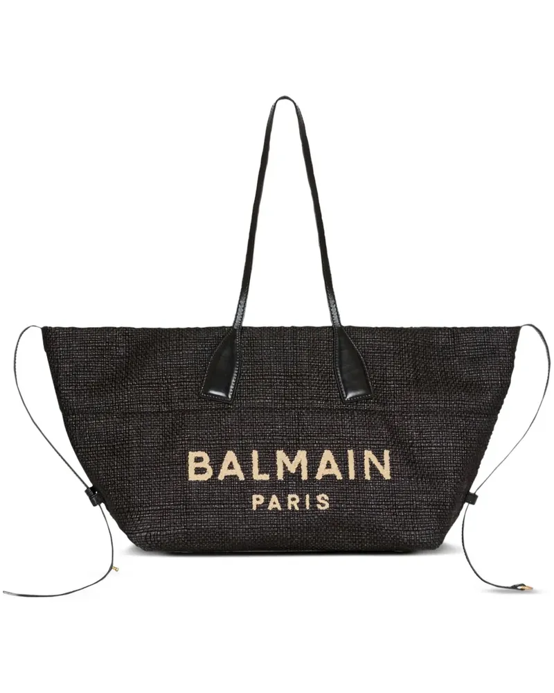 Balmain Track Tote Bag mit Logo-Stickerei - Schwarz Schwarz