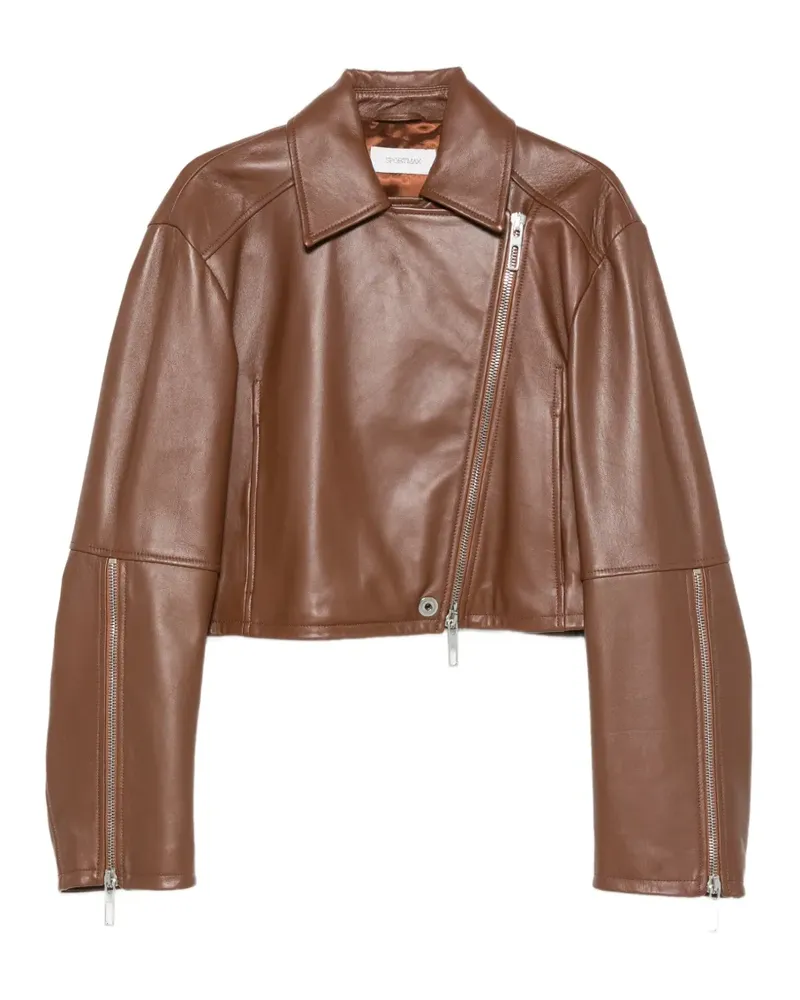 SPORTMAX Lederjacke mit Fransen - Braun Braun