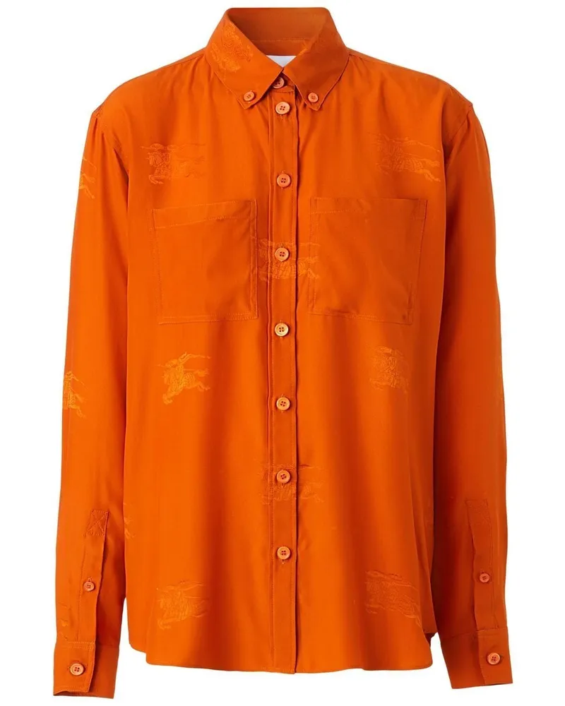 Burberry Hemd mit Logo-Stickerei - Orange Orange