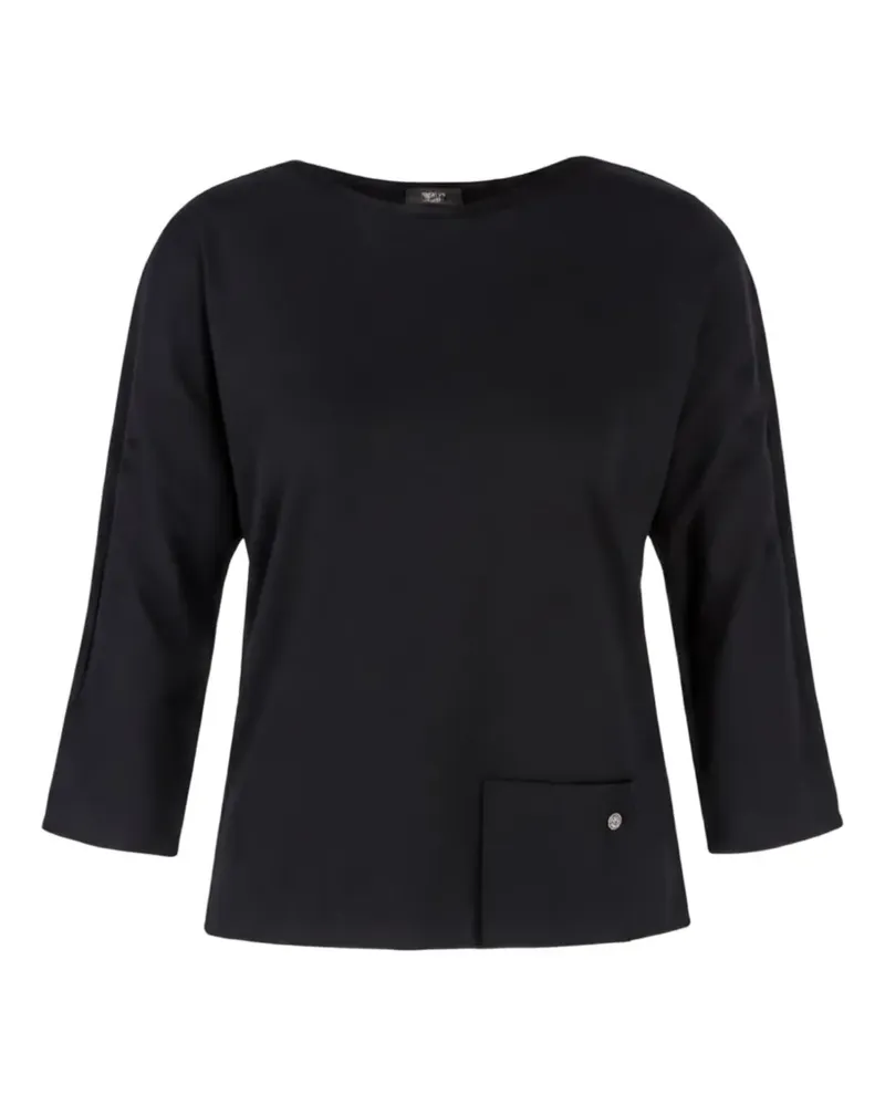 Marc Cain patch-pocket boat-neck T-shirt - Schwarz Schwarz