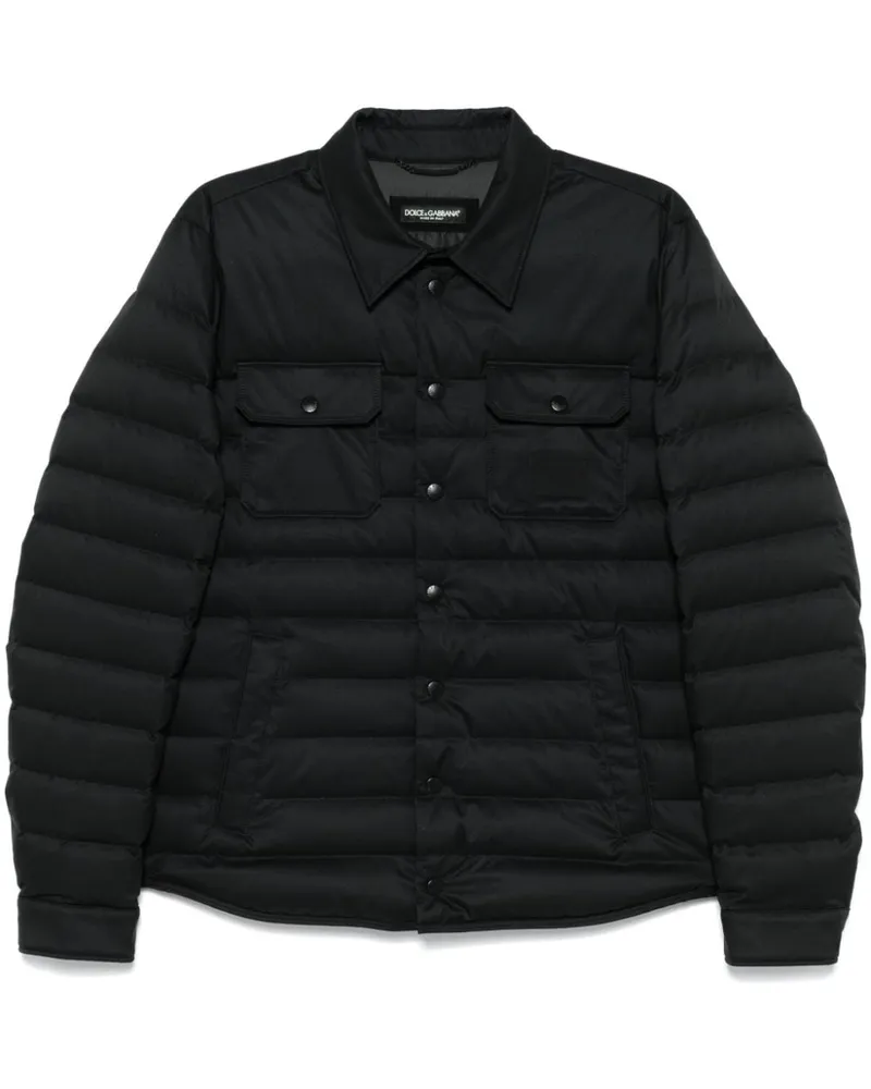 Dolce & Gabbana Gefütterte Jacke mit Logo-Patch - Schwarz Schwarz