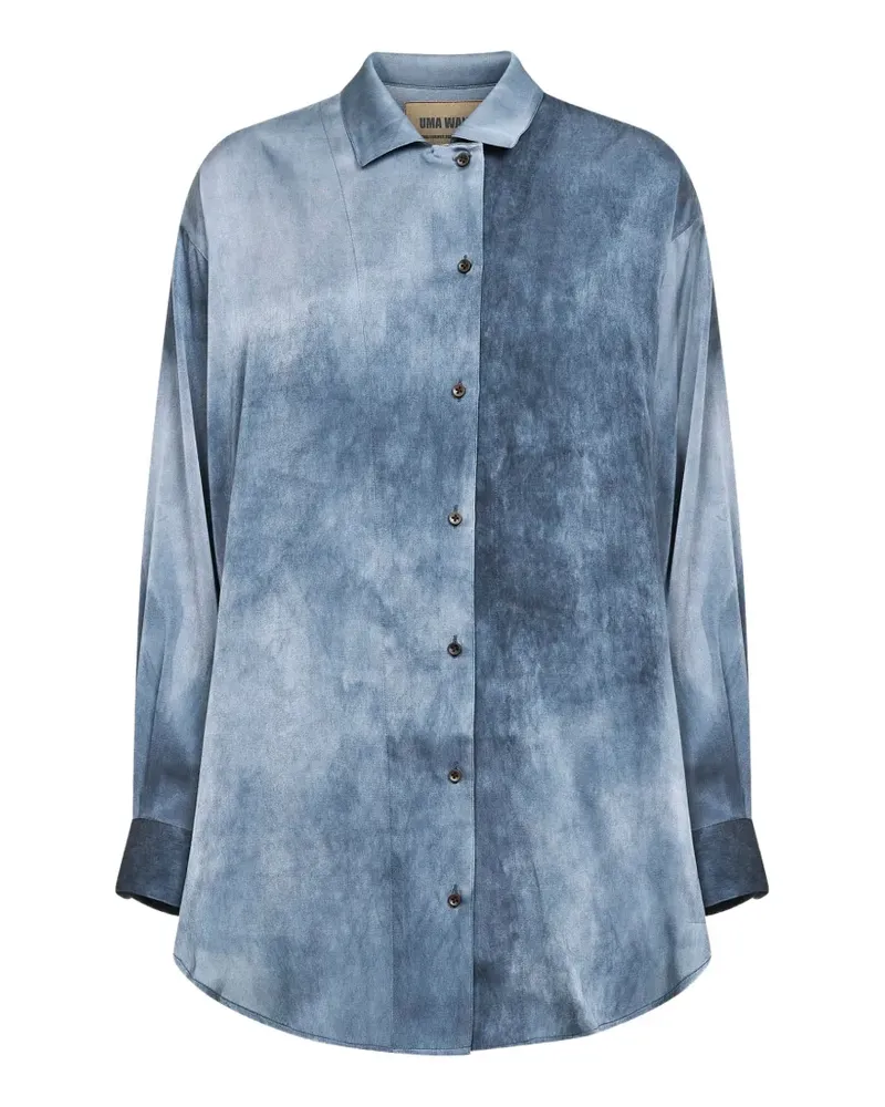Uma Wang buttoned gradient silk shirt - Blau Blau