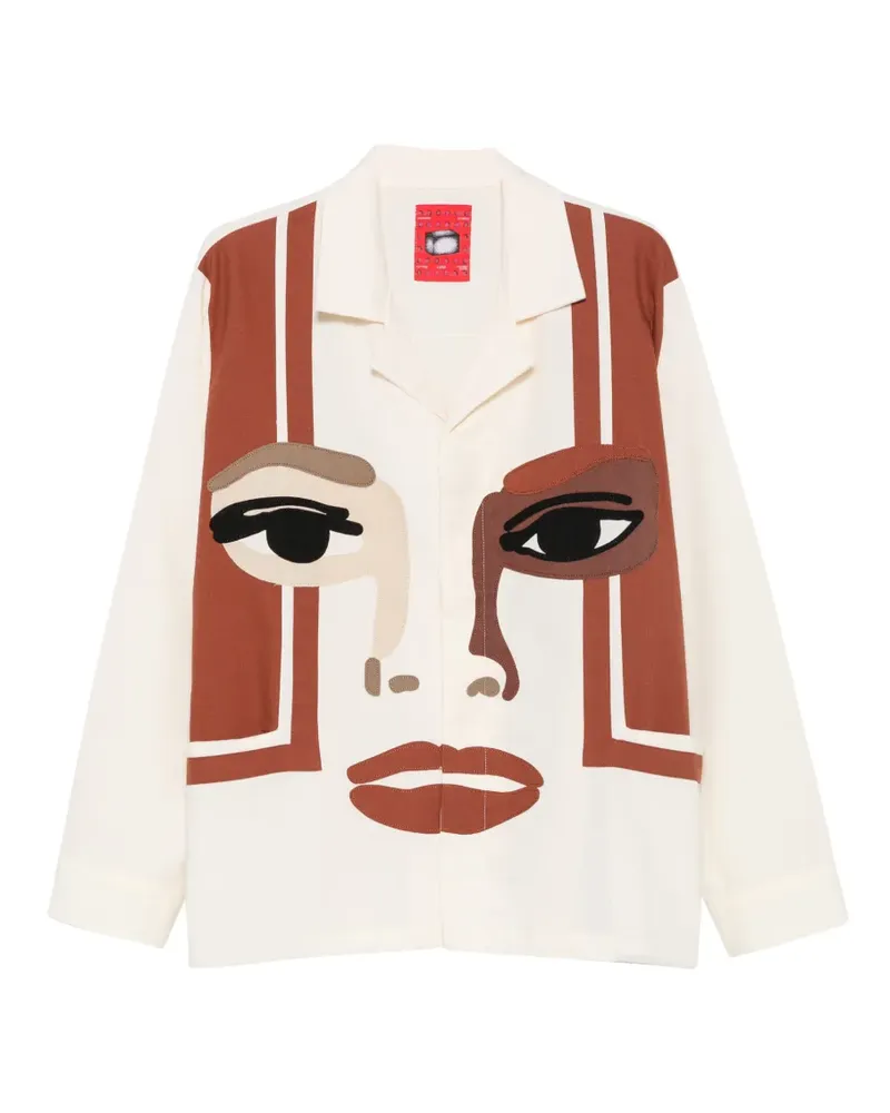 KidSuper face-patchwork long-sleeve shirt - Nude Nude