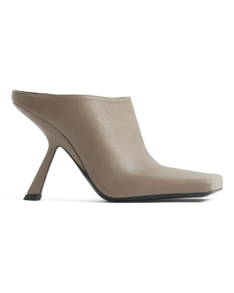 Thierry Mugler square-toe leather mules - Nude Nude