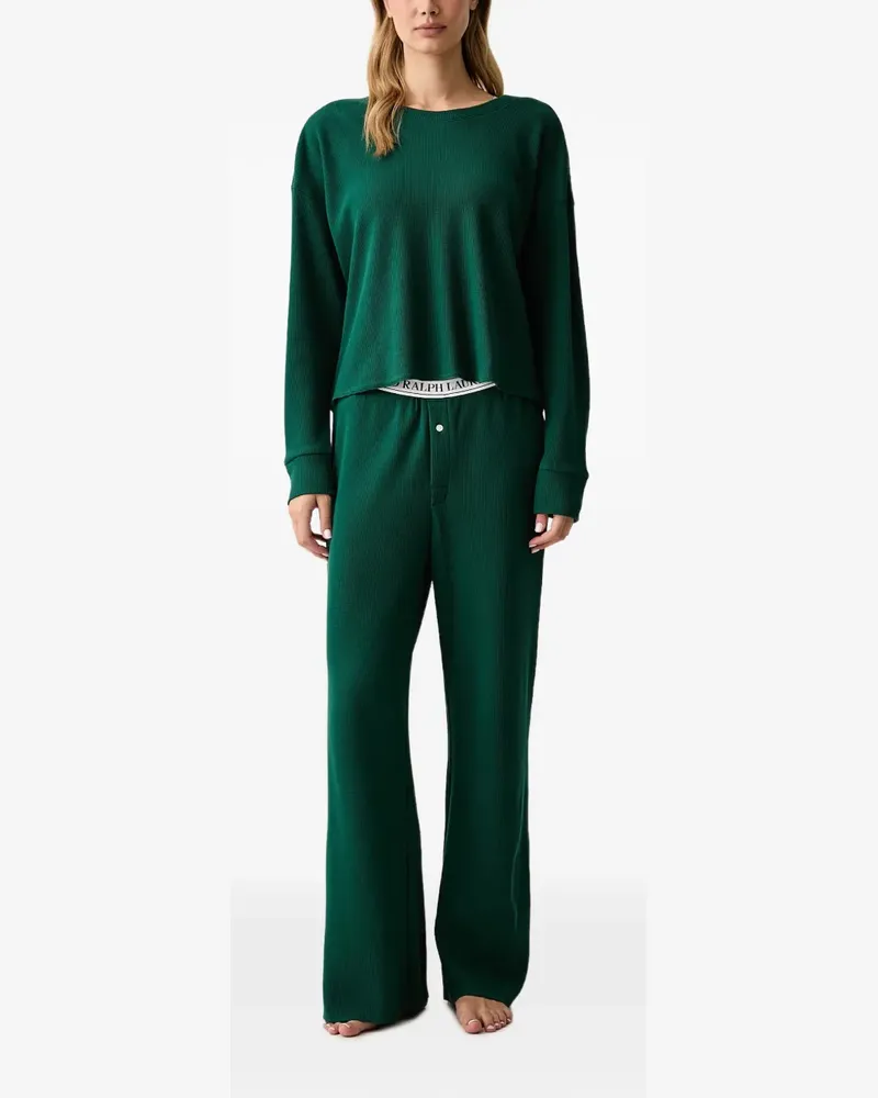 Ralph Lauren Pyjama mit Waffelstrick-Muster und Logo-Stickerei - Grün Grün