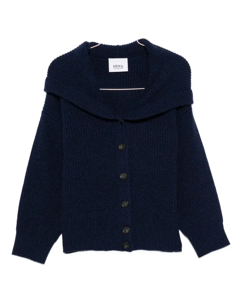 Erika Cavallini Donato ribbed-knit hooded cardigan - Blau Blau
