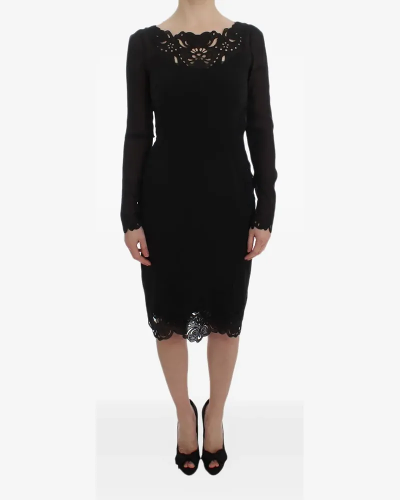 Dolce & Gabbana Seidenkleid mit Laser-Cuts - Schwarz Schwarz