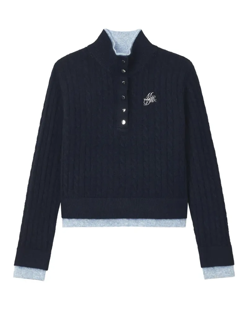 Musium Div. Geknöpfter Pullover mit Zopfmuster - Blau Blau