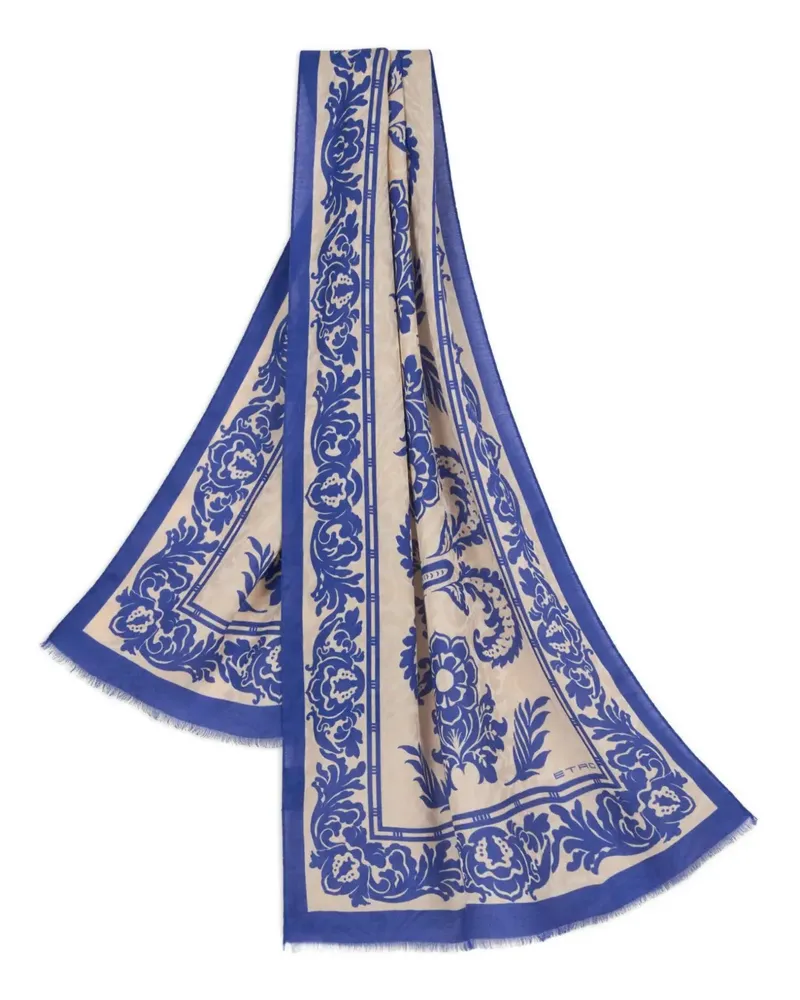 Etro Chiffon-Schal mit Blumen-Print - Weiß Weiß