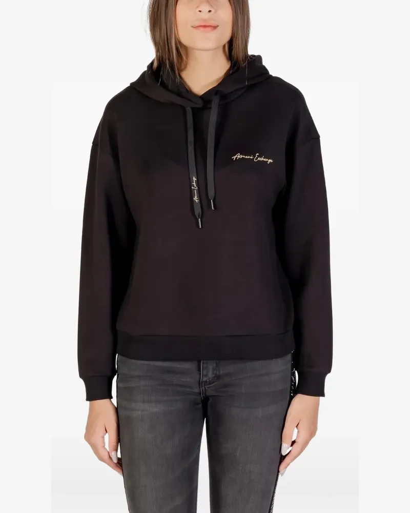 Armani Exchange Hoodie mit Logo - Schwarz Schwarz
