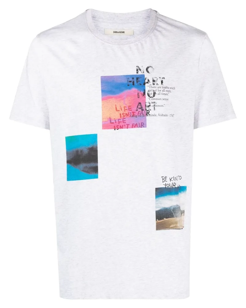 Zadig & Voltaire Meliertes T-Shirt mit Print - Grau Grau