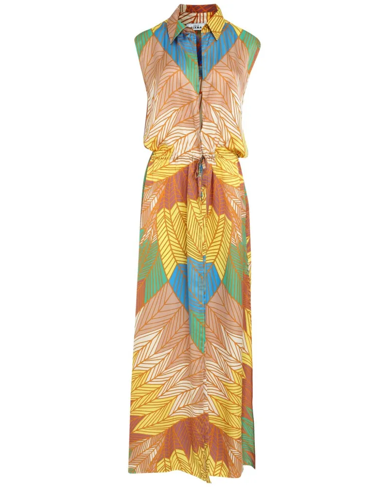 Amir Slama Maxikleid mit grafischem Print - Orange Orange