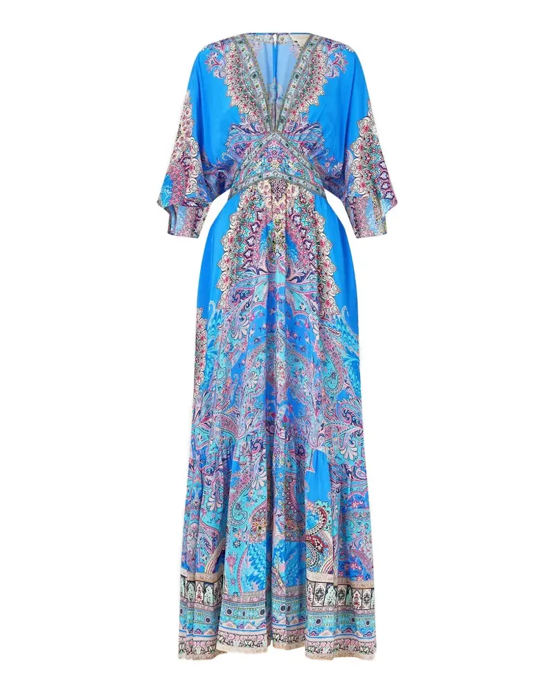 Camilla Maxikleid mit V-Ausschnitt - Blau Blau