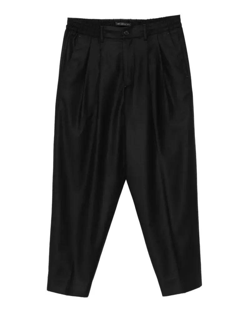 Low Brand Zen pleated elasticated-waistband trousers - Schwarz Schwarz