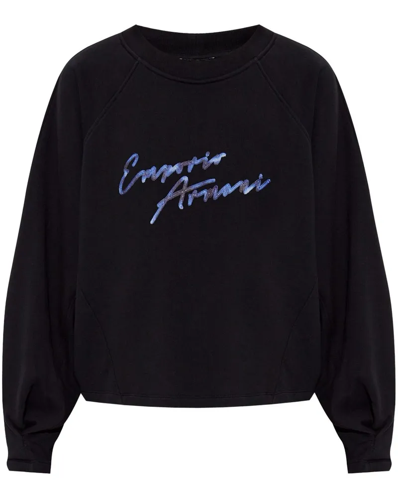 Emporio Armani Sweatshirt mit Logo-Stickerei - Schwarz Schwarz