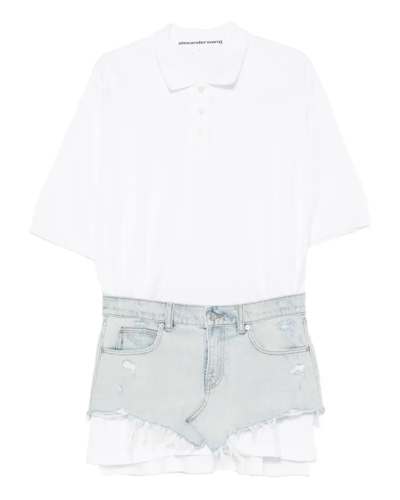 Alexander Wang layered denim-panel mini dress - Weiß Weiß
