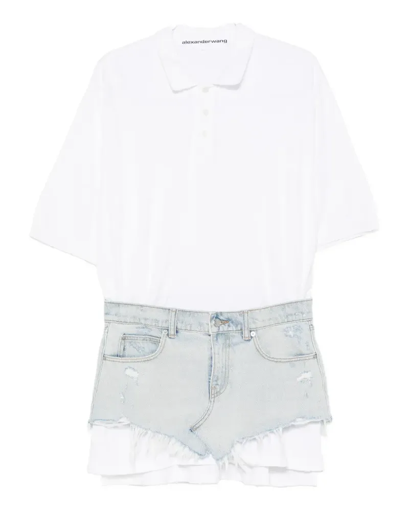 Alexander Wang layered denim-panel mini dress - Weiß Weiß