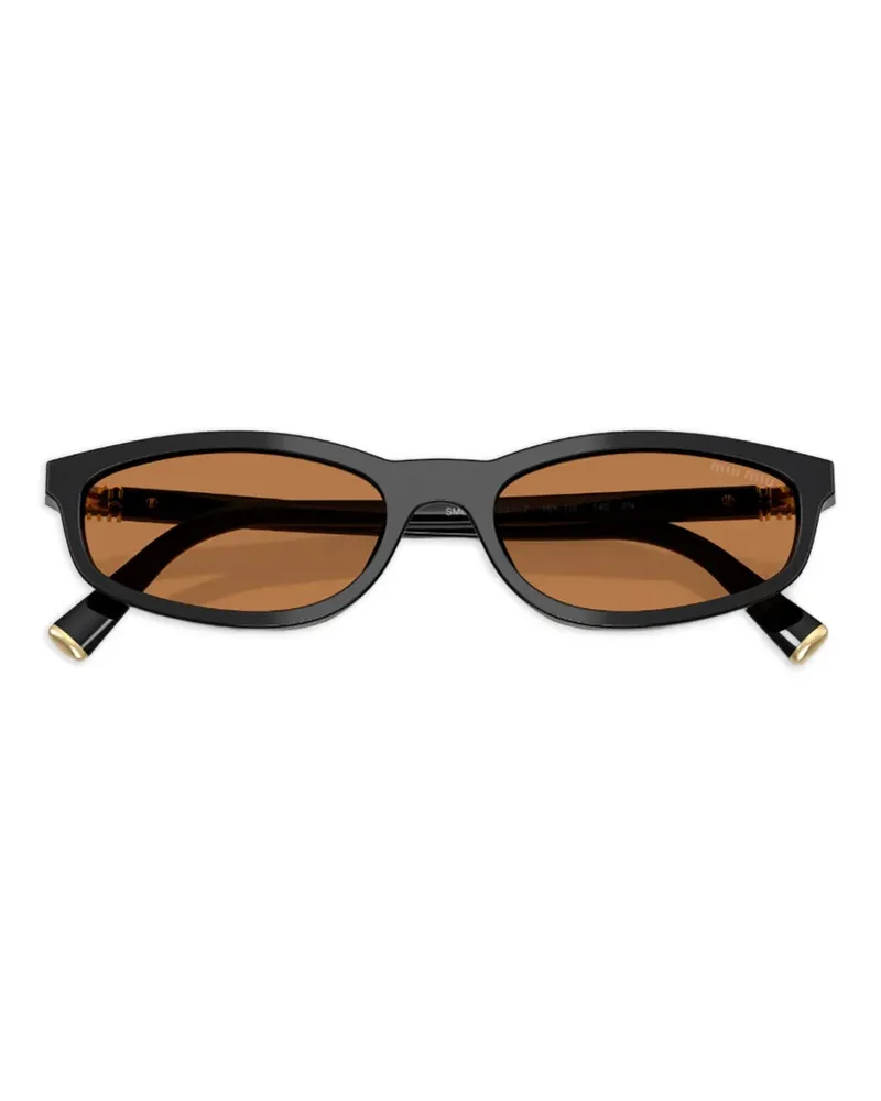 Miu Miu logo-plaque oval-frame sunglasses - Schwarz Schwarz