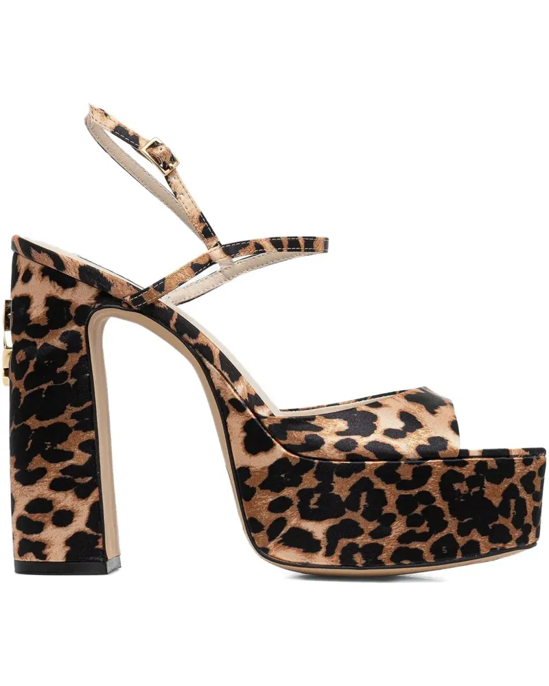 Naked Wolfe Fire Plateau-Sandalen mit Leoparden-Print 130mm - Schwarz Schwarz
