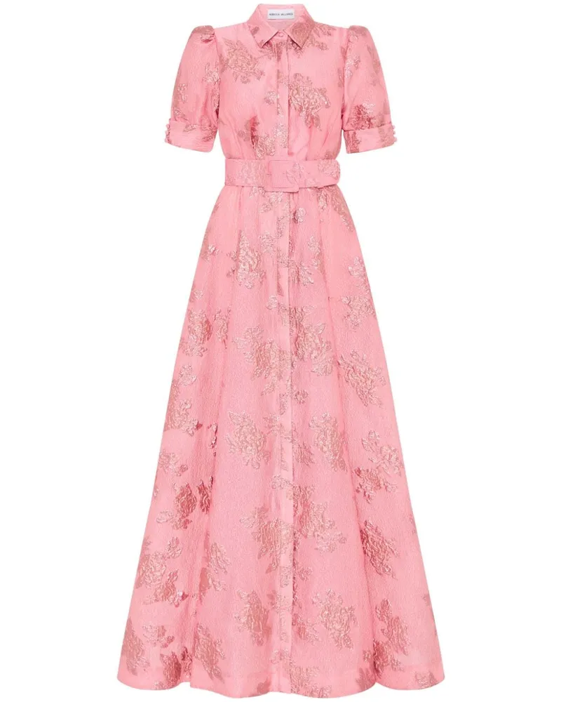 Rebecca Vallance Annette Abendkleid aus blumigem Brokat - Rosa Rosa