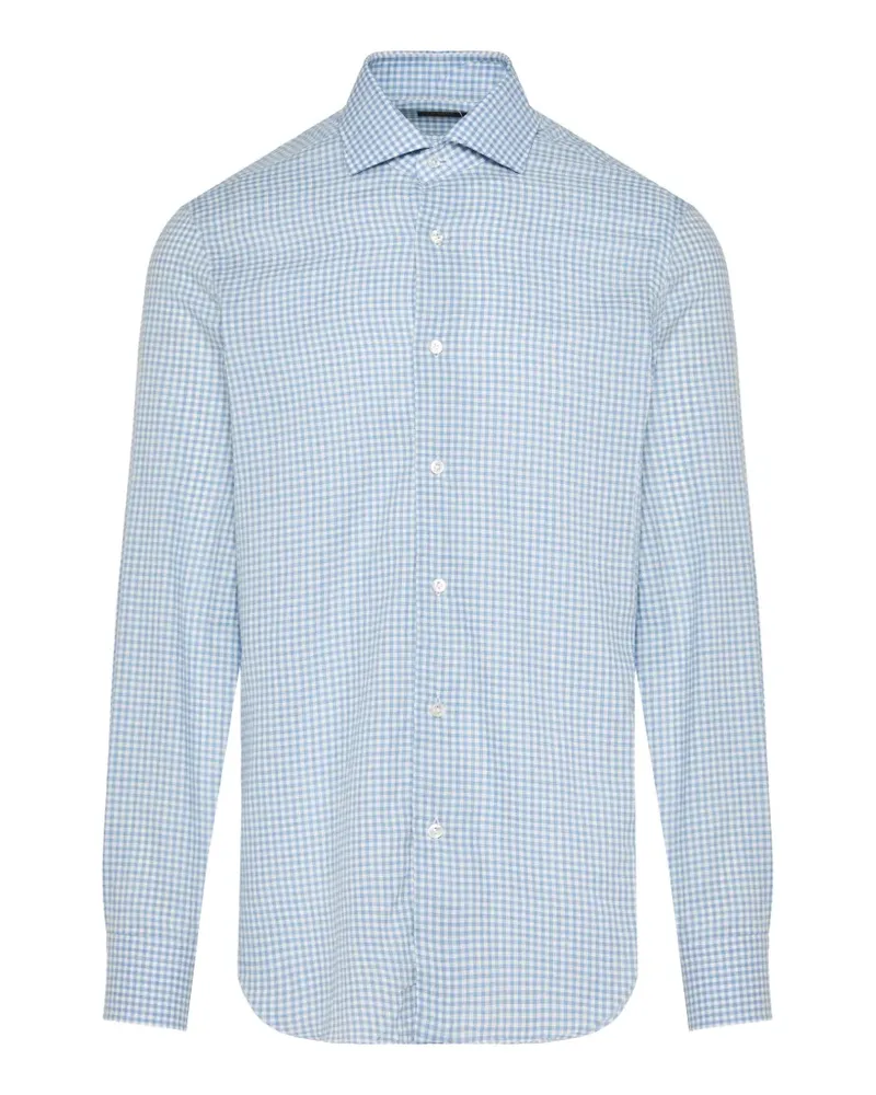 BARBA gingham-check long-sleeve shirt - Blau Blau