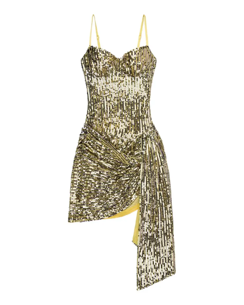 Area sequin-embellished wrapped dress - Gold Gold