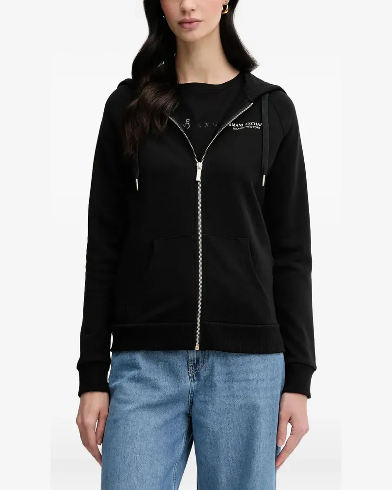Armani Exchange logo-print zip-up hoodie - Schwarz Schwarz