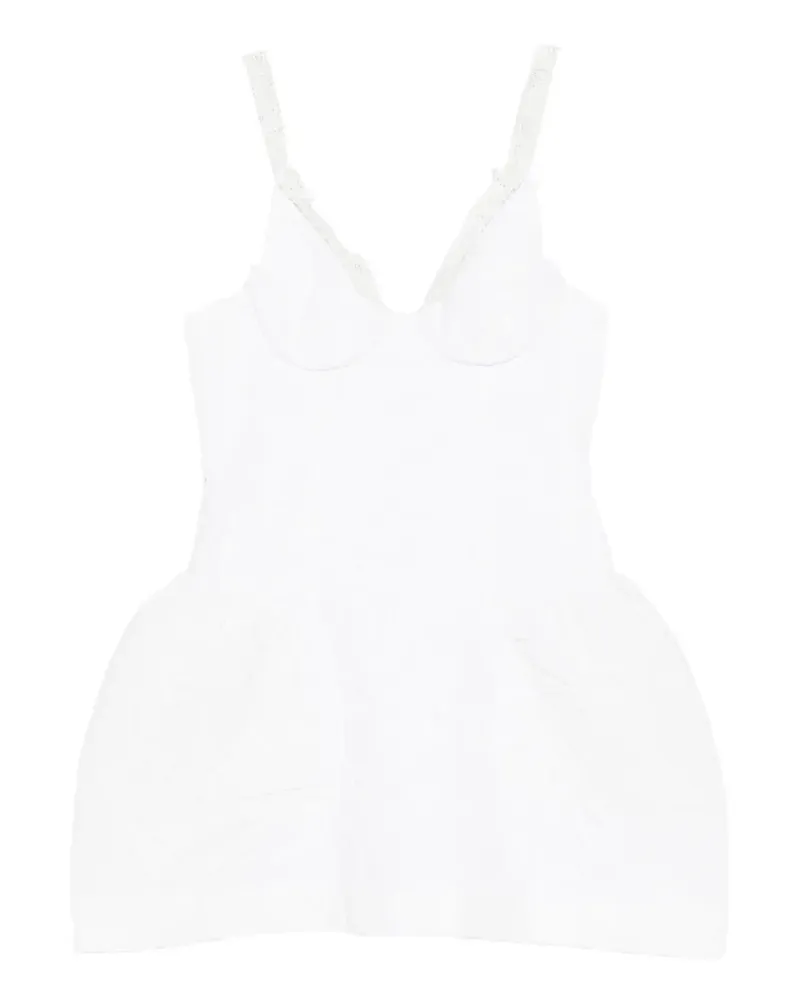 SHUSHU/TONG Minikleid mit Spitzenschleife - Weiß Weiß