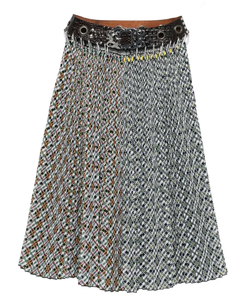 CHOPOVA LOWENA Raider belt print midi skirt - Grau Grau