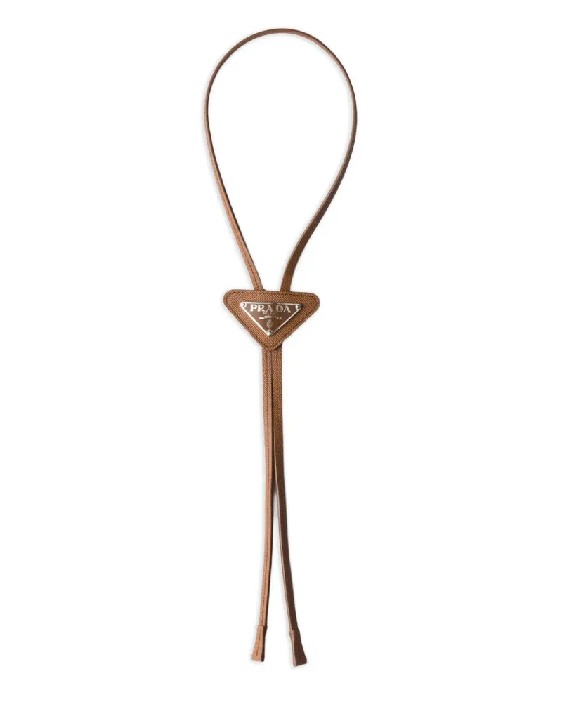 Prada Krawatte aus Saffiano-Leder mit Triangel-Logo - Braun Braun