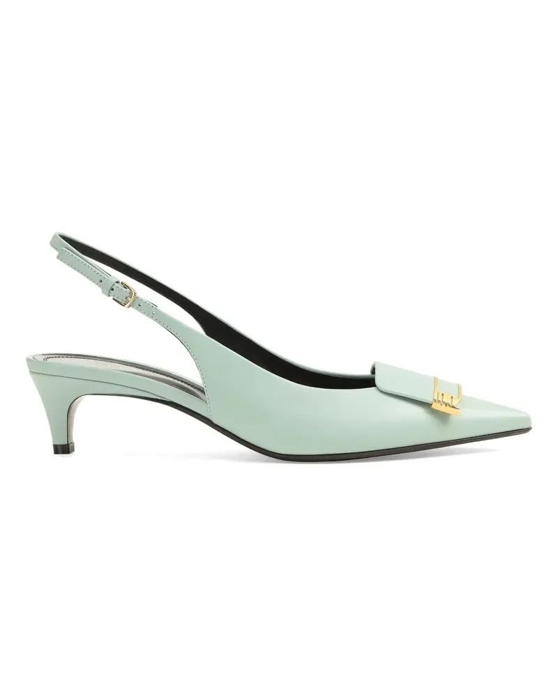 Sergio Rossi Spitze Pumps mit Logo-Schild - Blau Blau