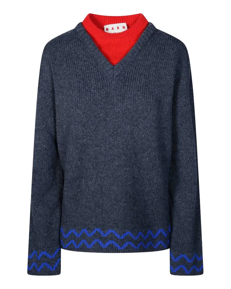 Marni Pullover im Layering-Look - Blau Blau