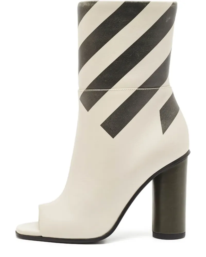 Anya Hindmarch Gestreifte Peeptoe-Stiefel - Nude Nude