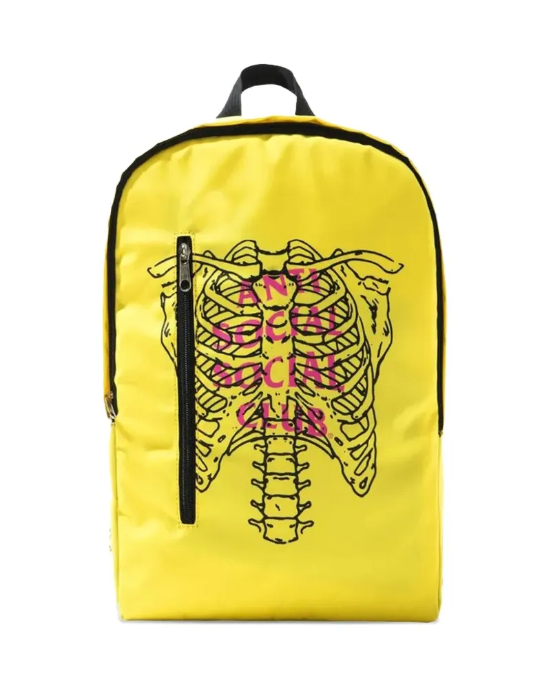 Anti Social Social Club Broken Rucksack mit Skelett-Print - Gelb Gelb