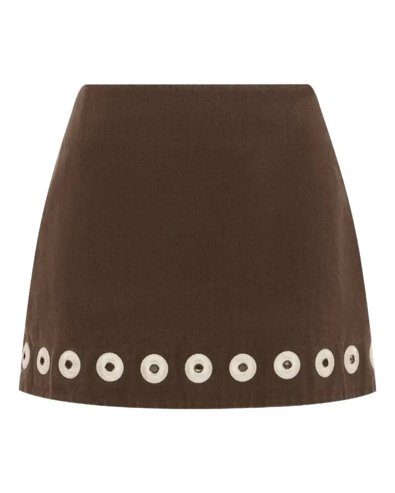 ALEMAIS Tobe eyelet-embellished denim mini skirt - Braun Braun