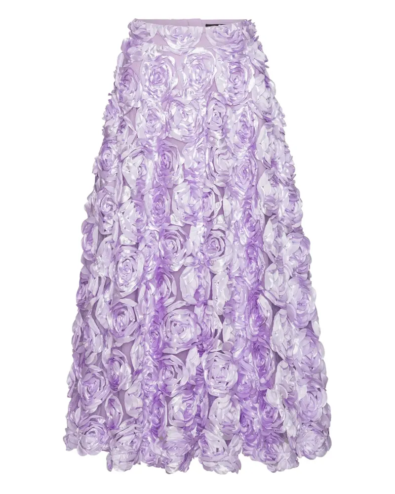 ROTATE Birger Christensen Midirock mit Rosenverzierung - Violett Violett