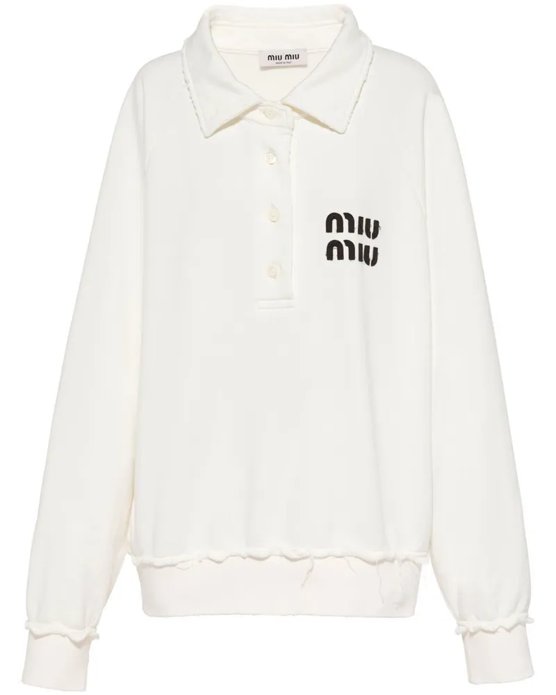 Miu Miu Sweatshirt mit Logo-Patch - Weiß Weiß