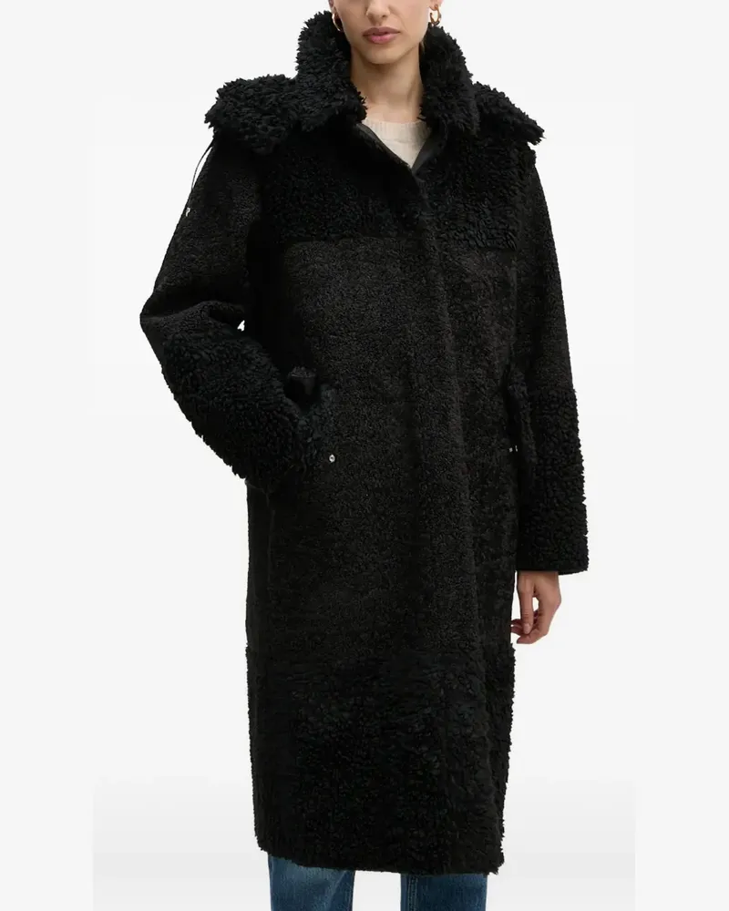 HUGO BOSS Fleece-Mantel mit Kapuze - Schwarz Schwarz