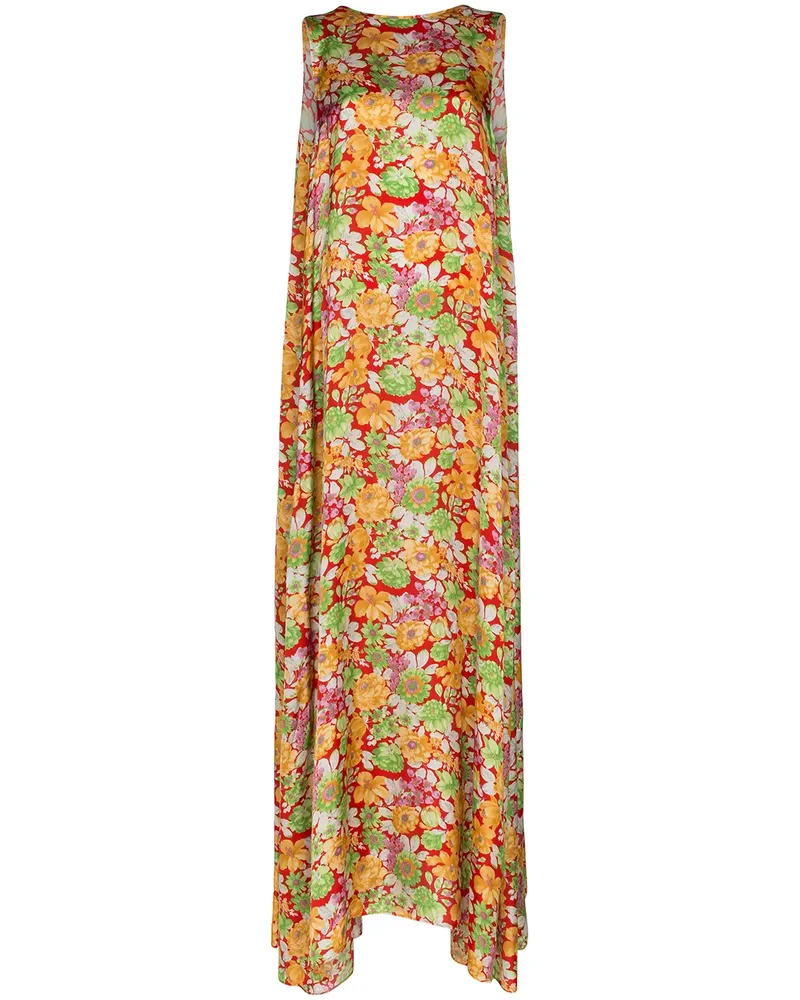 PLAN C Maxikleid mit Blumen-Print - Rot Rot
