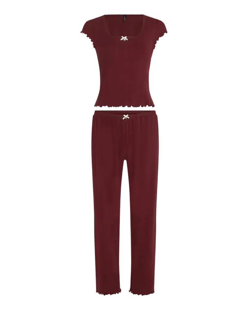 Karl Lagerfeld Autograph Pyjama aus Pointelle - Rot Rot