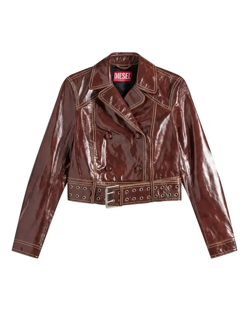 Diesel patent-leather jacket with large belt - Braun Braun