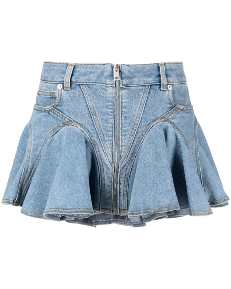 Thierry Mugler Minirock mit Rüschen - Blau Blau