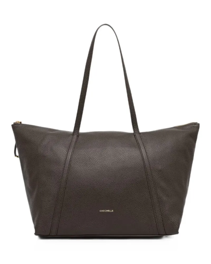 Coccinelle Nory grained-leather tote bag - Braun Braun