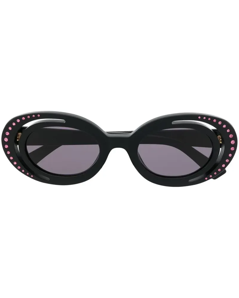 Marni Ovale Sonnenbrille mit Kristallen - Schwarz Schwarz
